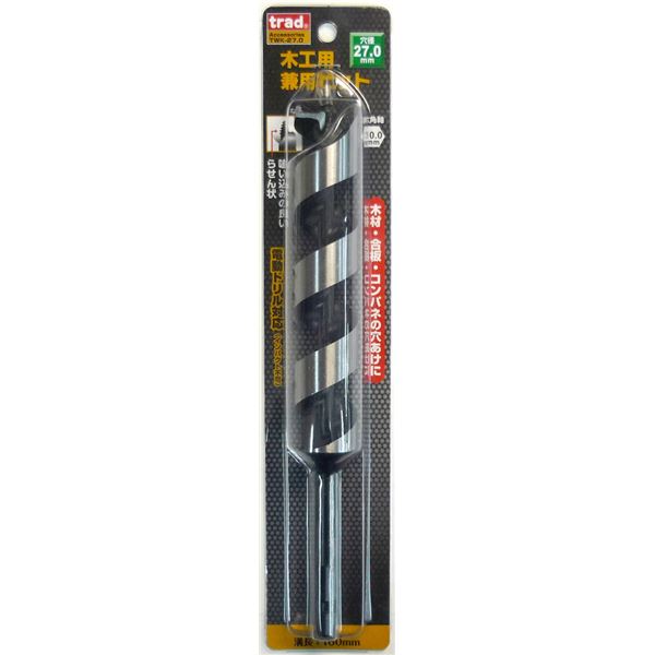 (業務用2個セット) TRAD 木工用兼用ビット/先端工具 【穴径:27mm】 インパクト12V対応 TWK-27.0 〔DIY用品/大工道具〕