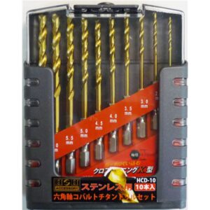 (業務用2セット) H&H 六角軸コバルトドリルセット/先端工具 【10個入り×2セット】 ステンレス用 HCD-10 〔DIY用品/大工道具〕