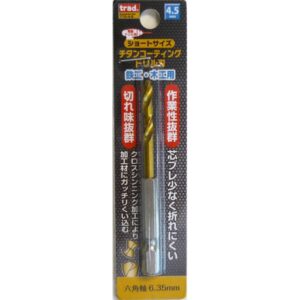 (業務用75個セット) TRAD 六角軸ショートチタンドリル/先端工具 【鉄工・木工用】 穴径:4.5mm TTD-4.5 〔DIY用品/大工道具〕