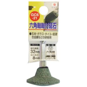 (業務用25個セット) H&H 六角軸軸付き砥石/先端工具 【ソロバン型】 インパクトドライバー対応 日本製 GC6-21 32×8