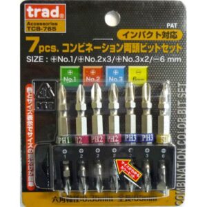 (業務用25セット) TRAD ドライバービットセット 【7個入り×25セット】 全長: 65mm 両頭ビット TCB-765 〔DIY用品/大工道具〕