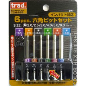 (業務用25セット) TRAD 六角ビットセット/先端工具 【6個入り×25セット】 全長:65mm TCH-665 〔DIY用品/大工道具〕