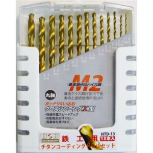 (業務用25個セット) H&H チタンドリルセット/先端工具 【13個入り×25セット】 鉄工用 HTD-13 〔DIY用品/大工道具〕