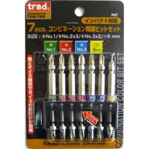(業務用15セット) TRAD ドライバービットセット 【7個入り×15セット】 全長: 85mm 両頭ビット TCB-785 〔DIY用品/大工道具〕