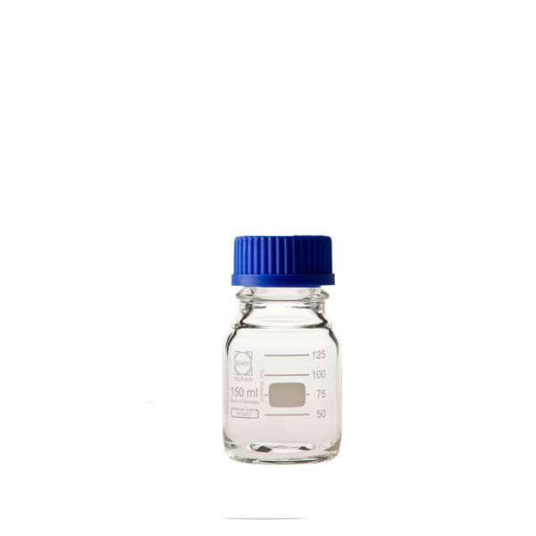 【柴田科学】ねじ口びん(メジュームびん) 青キャップ付 150mL【10個】 017200-150A
