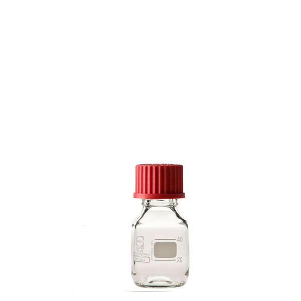 【柴田科学】ねじ口びん(メジュームびん) 赤キャップ付 50mL【10個】 017200-501A