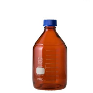 【柴田科学】ねじ口びん(メジュームびん) 茶褐色 青キャップ付 2L 017210-2000