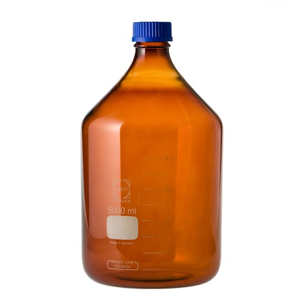 【柴田科学】ねじ口びん(メジュームびん) 茶褐色 青キャップ付 5L 017210-5000