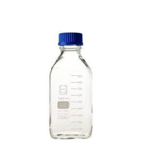 【柴田科学】ねじ口角びん(メジュームびん) 青キャップ付 1L【10個】 017230-1000A