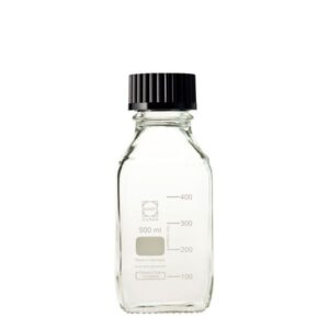 【柴田科学】ねじ口角びん(メジュームびん) 黒キャップ付 500mL【10個】 017230-5002A