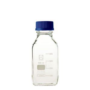 【柴田科学】ねじ口角びん(メジュームびん) 青キャップ付 500mL【10個】 017230-500A