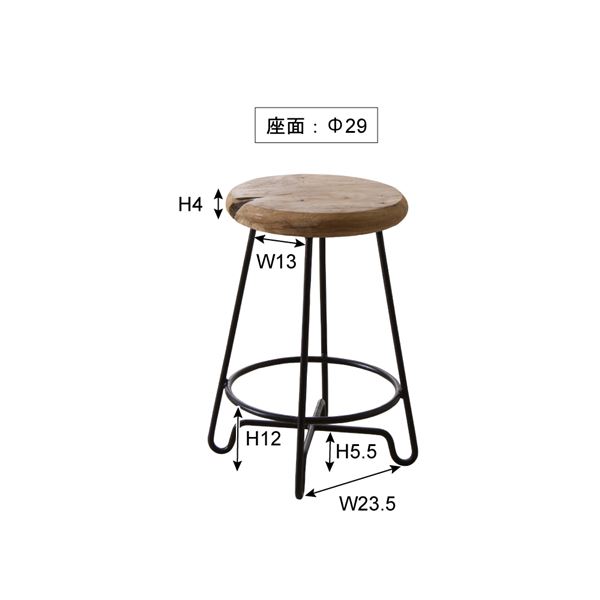 スツール オットマン 約幅36cm TTF-903B 木製 アイアン リビング ダイニング インテリア家具 プレゼント 店舗 備品 什器 - 画像 (4)