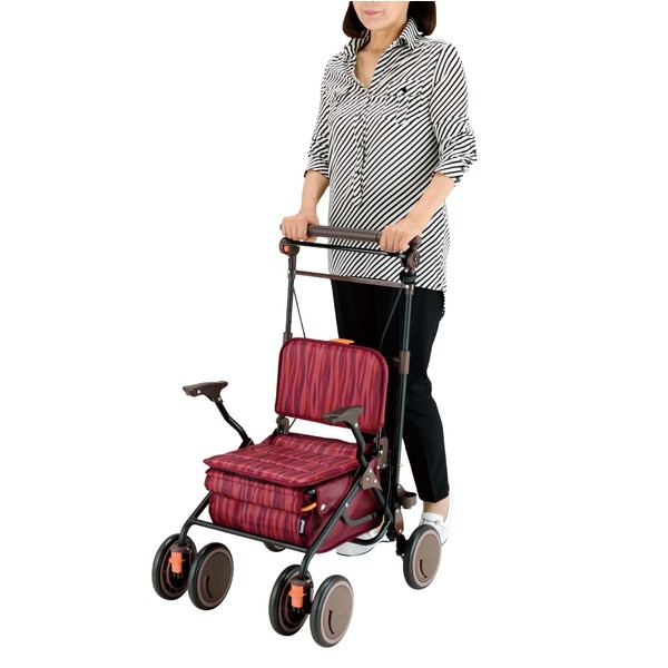 シルバーカー/手押し車 【スタンダードタイプ】 最大積載荷重:10.0kg 幸和製作所 『カゴノアL』 レッド 〔介護用品〕 - 画像 (3)