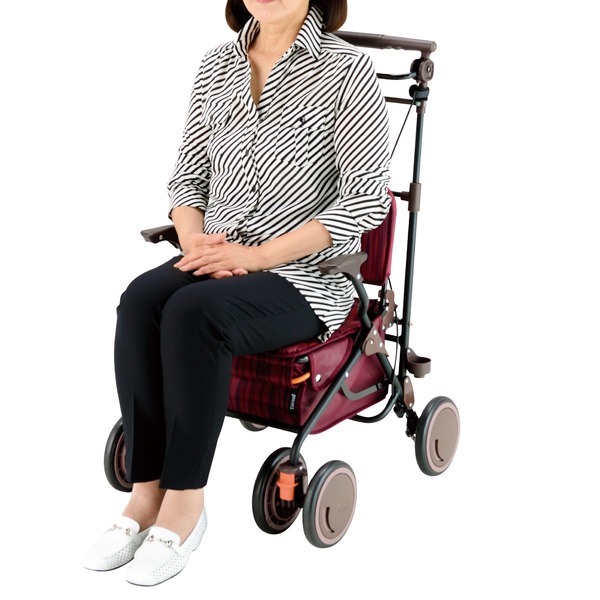 シルバーカー/手押し車 【スタンダードタイプ】 最大積載荷重:10.0kg 幸和製作所 『カゴノアL』 レッド 〔介護用品〕 - 画像 (4)