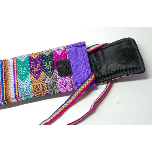 【QUENA SOFT CASE PURPLE AGUAYO】民族楽器ケーナ用の布・ソフトケース アンデス織物のアワイヨ柄 パープル(紫)★ペルー製 - 画像 (4)