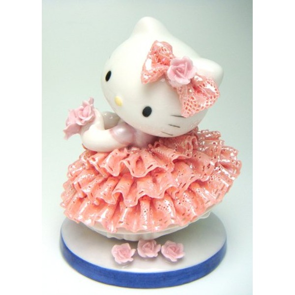 HeLLo Kitty ハローキティ レースドール/陶製人形 【ピンク】 磁器 高さ14×ベース径11cm 日本製【代引不可】 - 画像 (3)