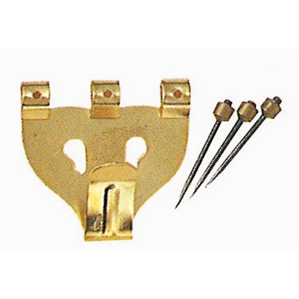 【5個セット】 壁掛け用金具/額吊り金具 【合板・木壁・石こうボード用 5kgまで】 ゴールド 3本針フック 3011-1 - 画像 (2)