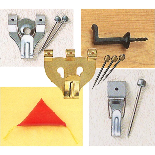 【5個セット】 壁掛け用金具/額受け金具 【板壁・柱・合板・カモイ用 3kgまで】 30mm 昭和折ネジ付き 3502-0 - 画像 (4)