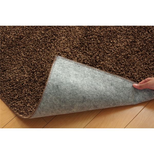 ラグマット/絨毯 【3畳 無地 ベージュ 約190×240cm】 日本製 防炎 抗菌 防臭 防ダニ 通年使用 シャギー タフト 〔リビング〕【代引不可】 - 画像 (6)