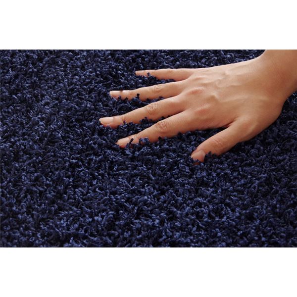 ラグマット/絨毯 【3畳 無地 ネイビー 約190×240cm】 日本製 防炎 抗菌 防臭 防ダニ 通年使用 シャギー タフト 〔リビング〕【代引不可】 - 画像 (4)