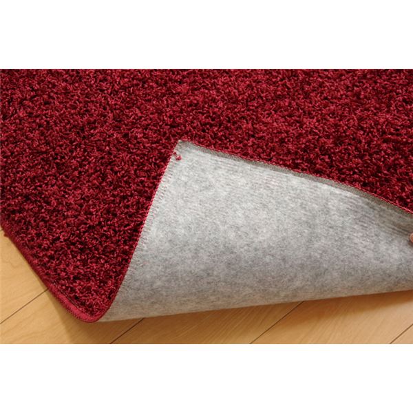 ラグマット/絨毯 【3畳 無地 ワイン 約190×240cm】 日本製 防炎 抗菌 防臭 防ダニ 通年使用 シャギー タフト 〔リビング〕【代引不可】 - 画像 (6)