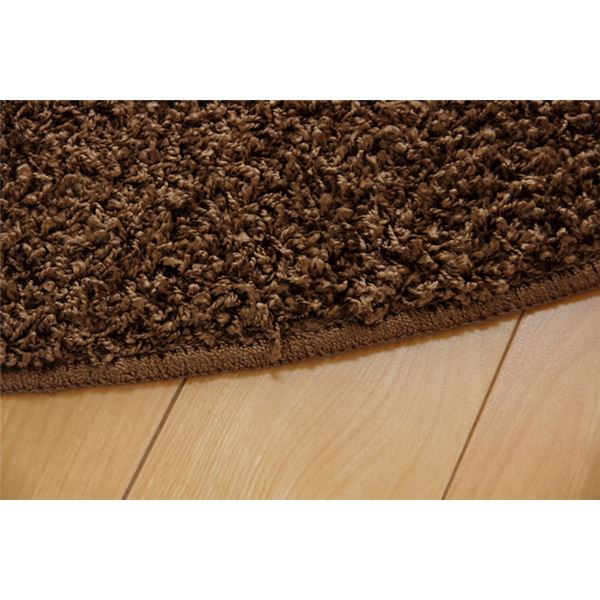 ラグマット/絨毯 【円形 丸型 無地 ベージュ 約180cm】 日本製 防炎 抗菌 防臭 防ダニ 通年使用 シャギー タフト 〔リビング〕【代引不可】 - 画像 (5)