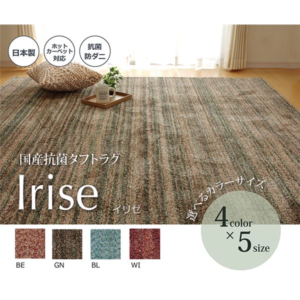 ラグマット/絨毯 【3畳 ミックスカラー グリーン 約190×240cm】 日本製 抗菌 防臭 防ダニ タフト 床暖房対応 〔リビング〕【代引不可】 - 画像 (2)