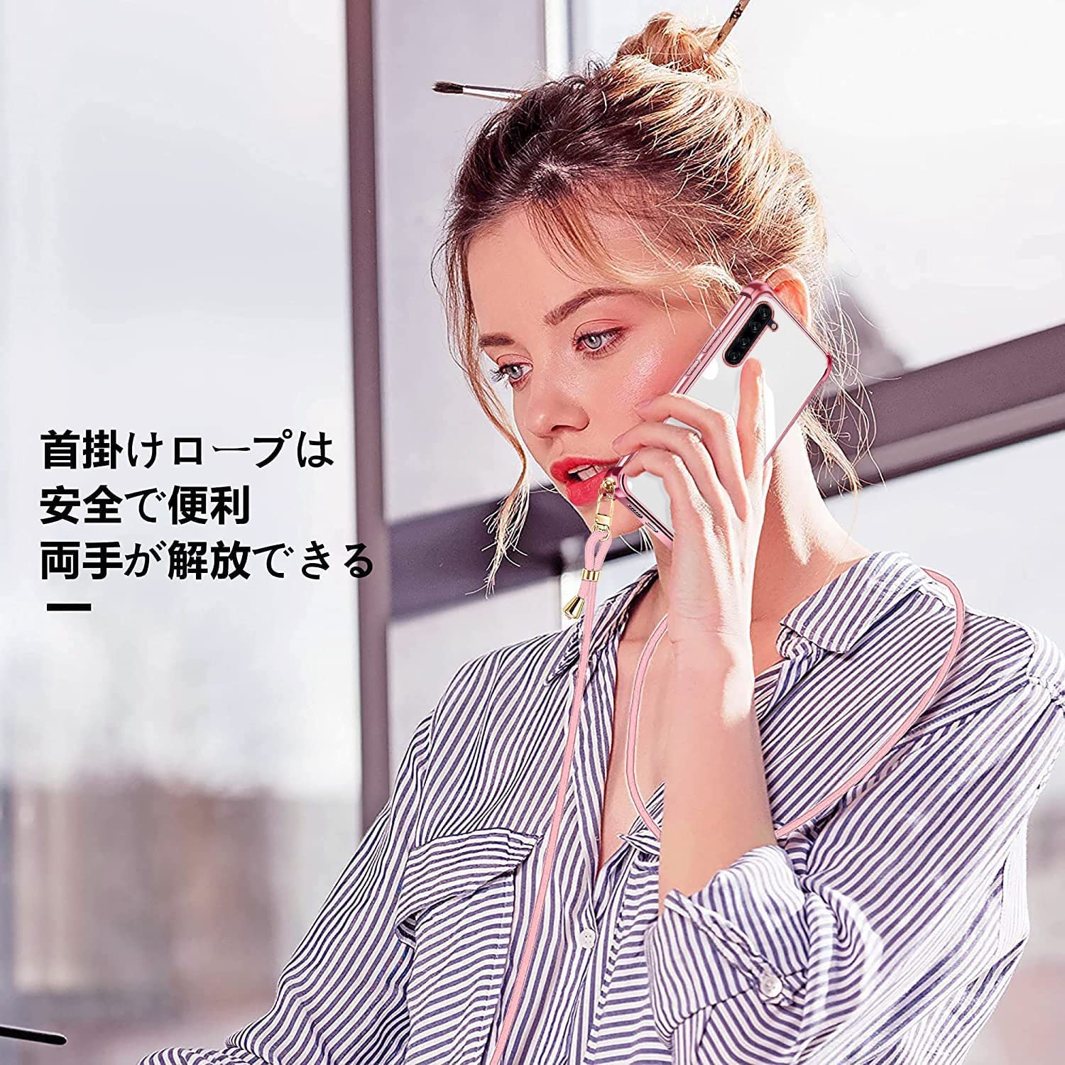 OPPO Reno3 A ケース クリア ショルダーストラップ Reno3a スマホケース 耐衝撃 オッポ リノ3A ケース サムスン 肩掛 - 画像 (7)