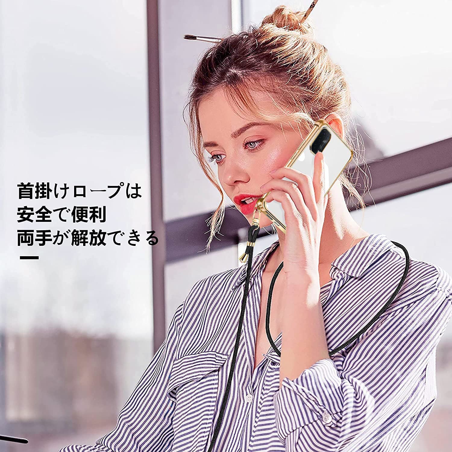 OPPO Reno5 A ケース クリア ショルダーストラップ Reno5a スマホケース 耐衝撃 オッポ リノ5A ケース サムスン 肩掛 - 画像 (3)