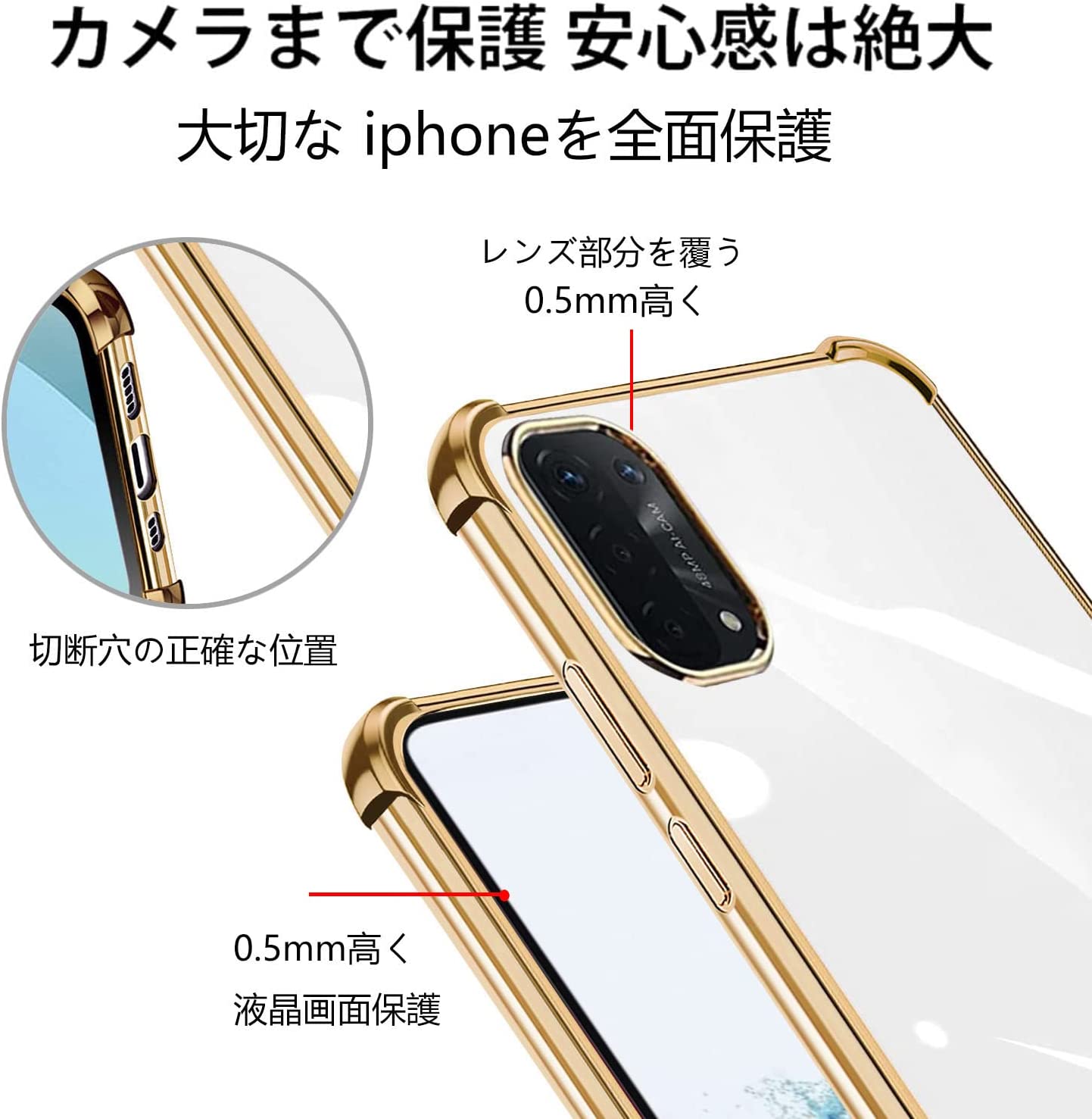 OPPO Reno5 A ケース クリア ショルダーストラップ Reno5a スマホケース 耐衝撃 オッポ リノ5A ケース サムスン 肩掛 - 画像 (9)