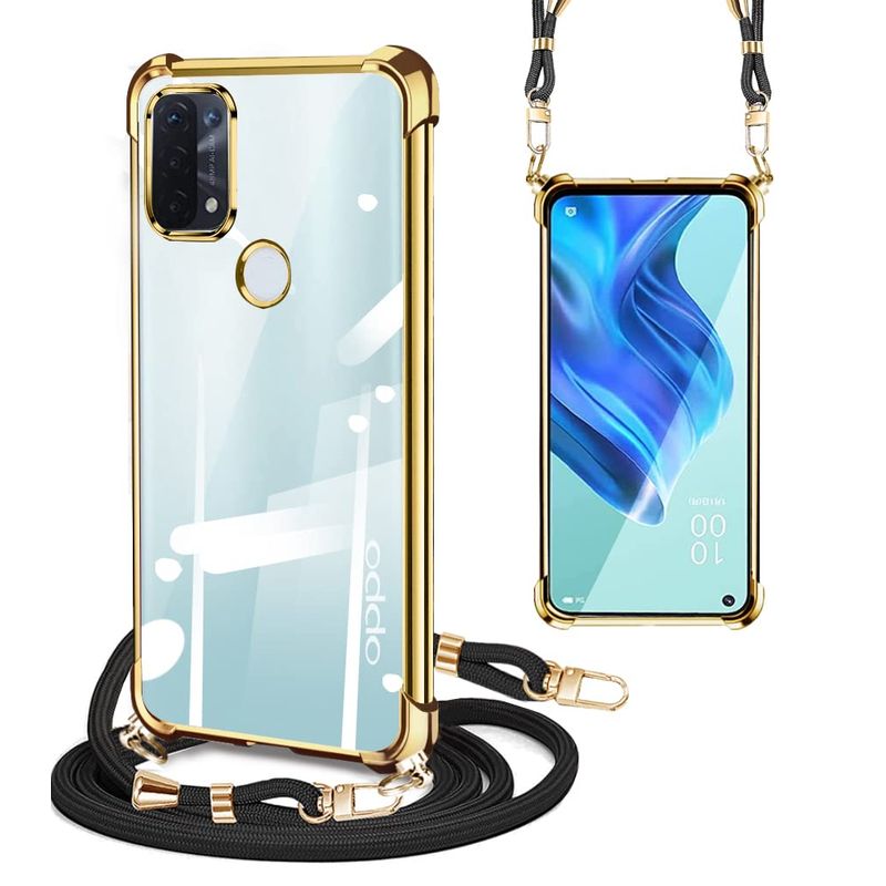 OPPO Reno5 A ケース クリア ショルダーストラップ Reno5a スマホケース 耐衝撃 オッポ リノ5A ケース サムスン 肩掛